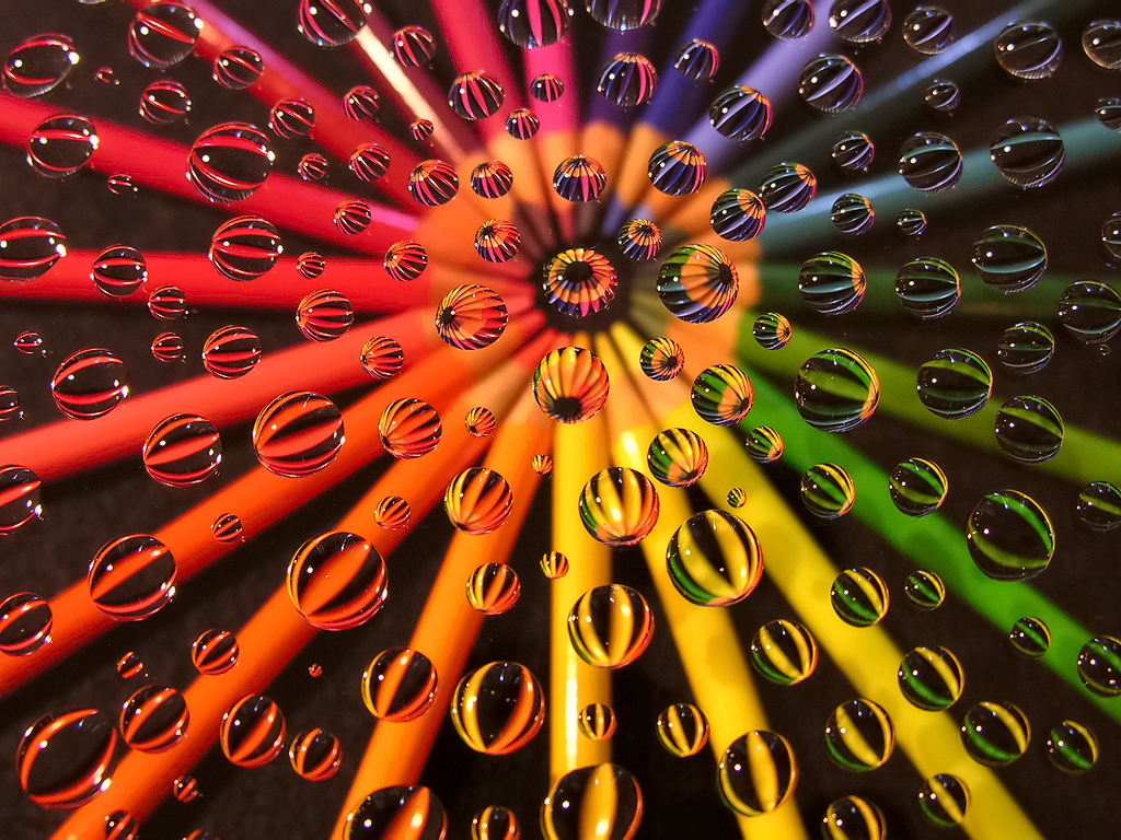 Rainbow Burst (Colored Pencils and Water Drops)